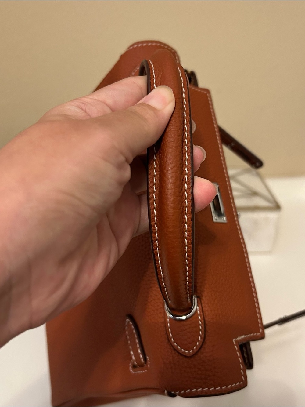 25cm Caramel Brown Top-Handle Leather Satchel - Picture 11 of 11